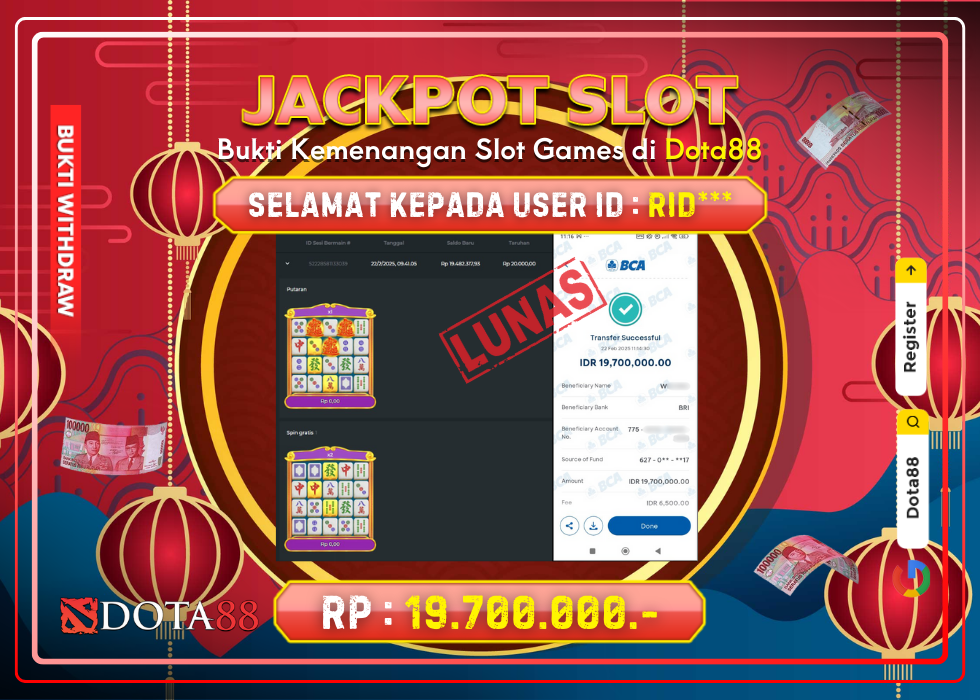 JACKPOT SLOT Mahjong Wins Gong Xi Fa Cai RP.19.700.000,- LUNAS DI DOTA88!