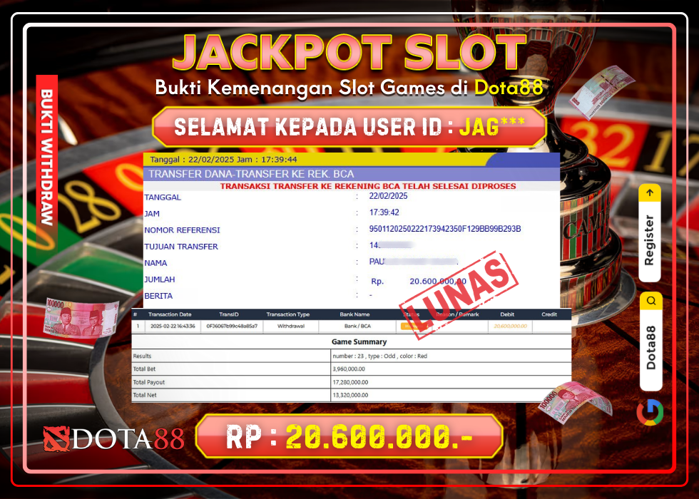 JACKPOT CASINO Immersive Roulette RP.20.600.000,- LUNAS DI DOTA88!