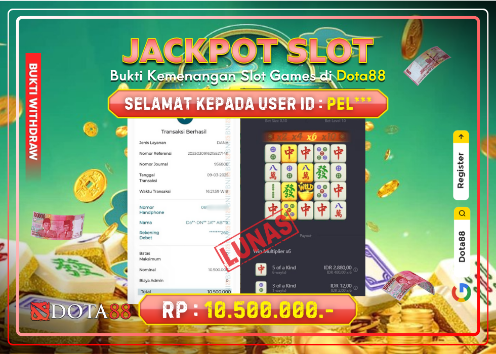 JACKPOT SLOT Mahjong Ways RP.10.500.000,- LUNAS DI DOTA88!