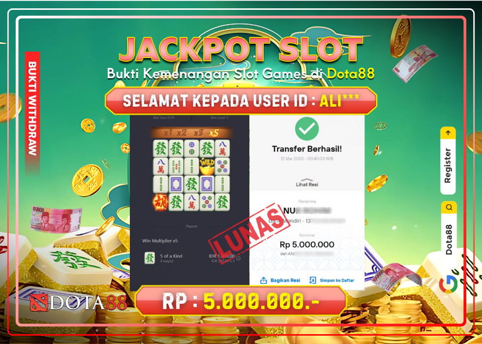 JACKPOT SLOT Mahjong Ways RP.5.000.000,- LUNAS DI DOTA88!
