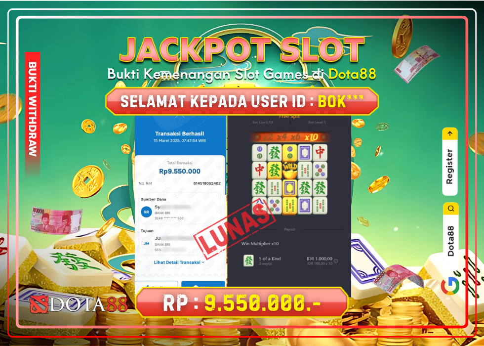 JACKPOT SLOT Mahjong Ways 2 RP.9.550.000,- LUNAS DI DOTA88!