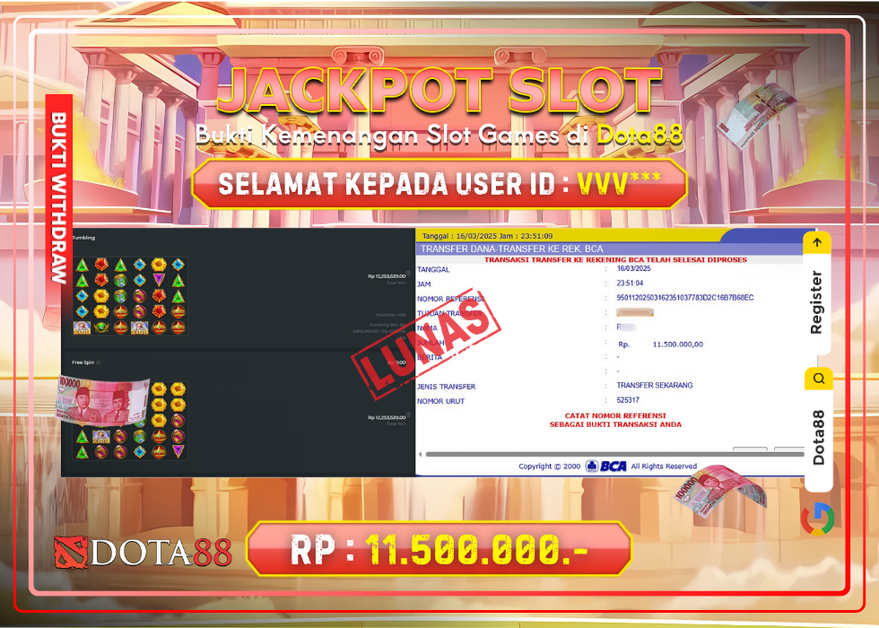 JACKPOT SLOT Gates Of Olympus RP.11.500.000,- LUNAS DI DOTA88!