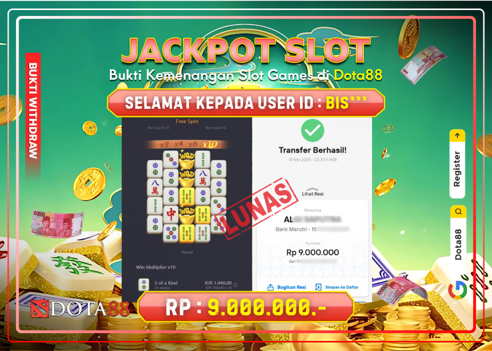 JACKPOT SLOT Mahjong Ways 2 RP.9.000.000,- LUNAS DI DOTA88!