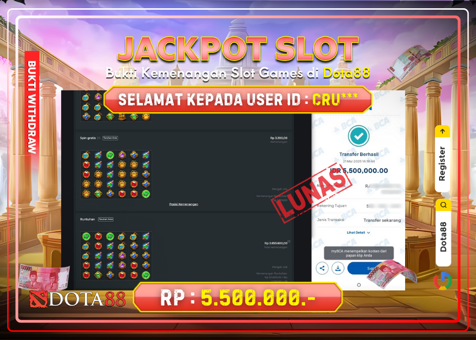 JACKPOT SLOT Gates Of Gatot Kaca RP.5.500.000,- LUNAS DI DOTA88!