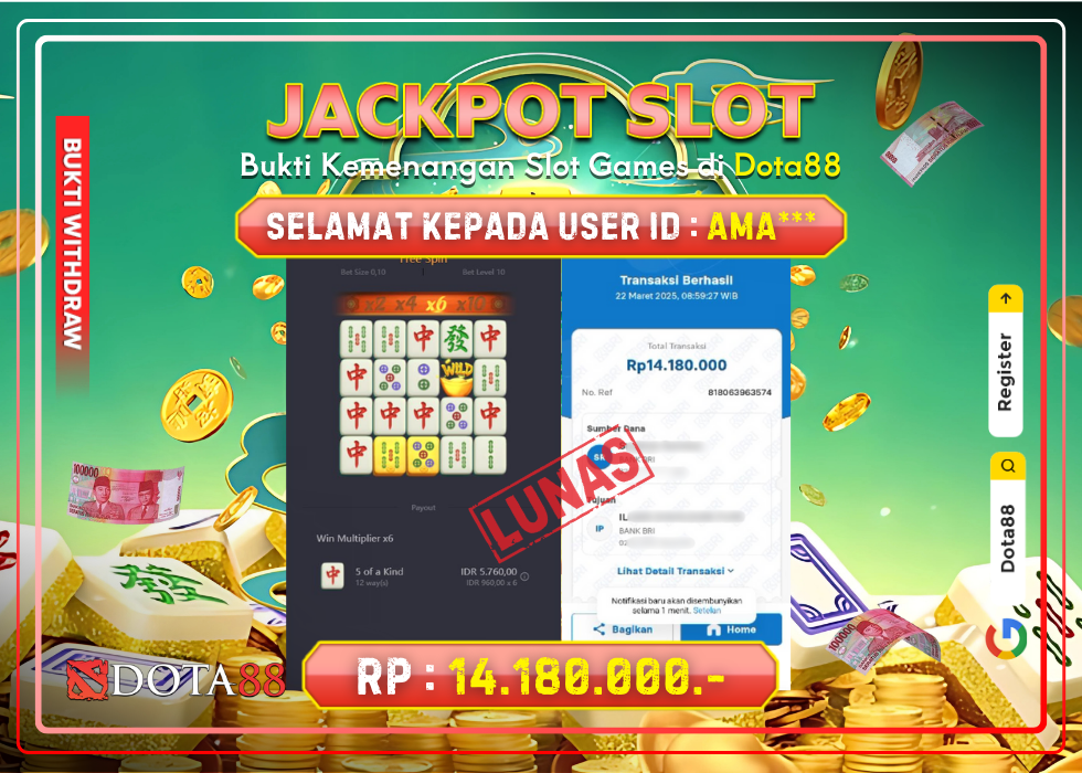 JACKPOT SLOT Mahjong Ways 2 RP.14.180.000,- LUNAS DI DOTA88!