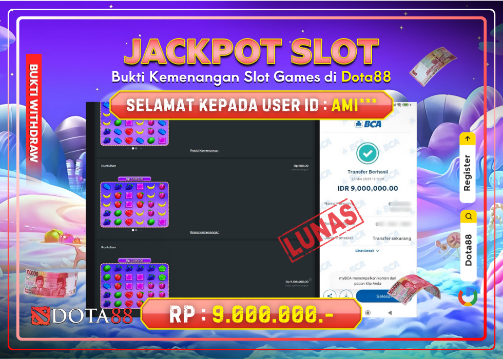JACKPOT SLOT Sweet Bonanza RP.9.000.000,- LUNAS DI DOTA88!
