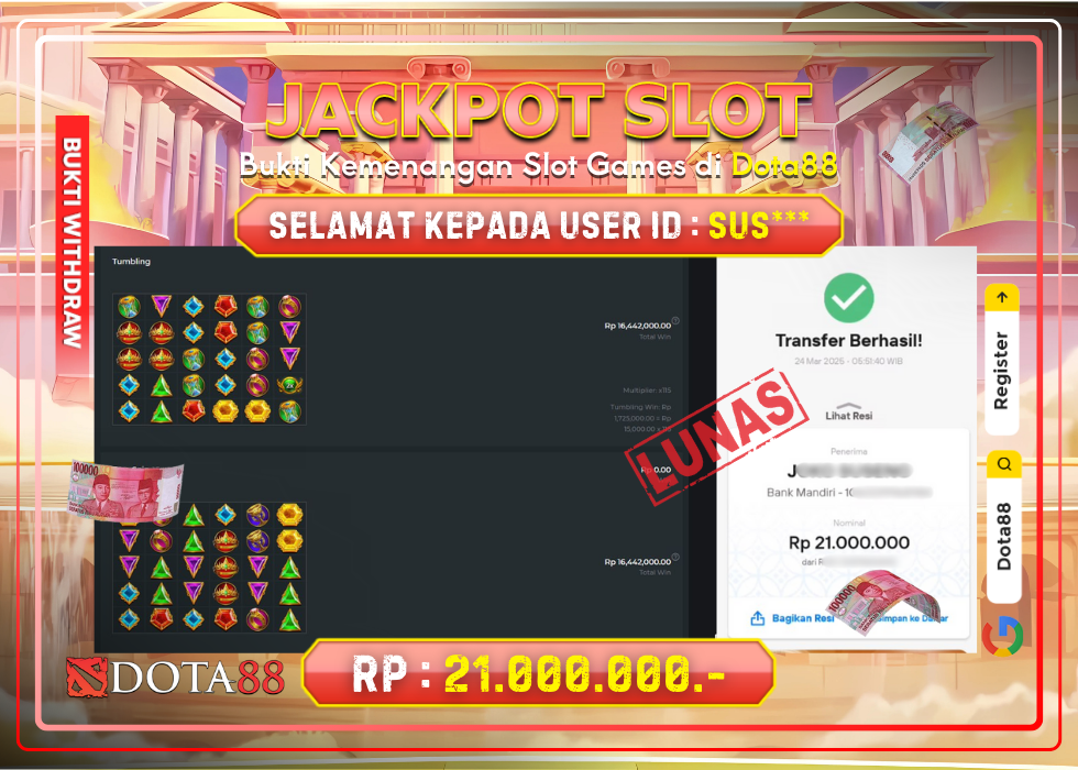 JACKPOT SLOT Gates Of Olympus RP.21.000.000,- LUNAS DI DOTA88!