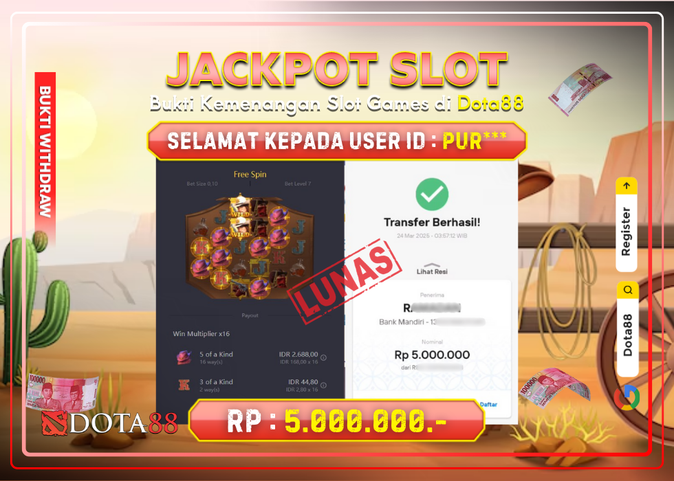 JACKPOT SLOT Wild Bounty Showdown RP.5.000.000,- LUNAS DI DOTA88!