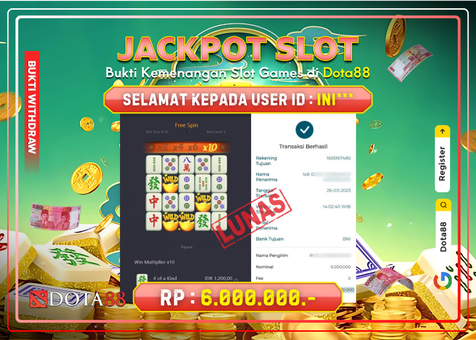 JACKPOT SLOT Mahjong Ways 2 RP.6.000.000,- LUNAS DI DOTA88!