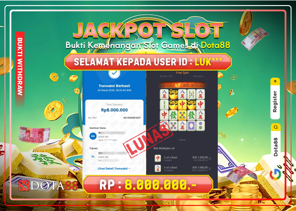 JACKPOT SLOT Mahjong Ways 2 RP.8.000.000,- LUNAS DI DOTA88!
