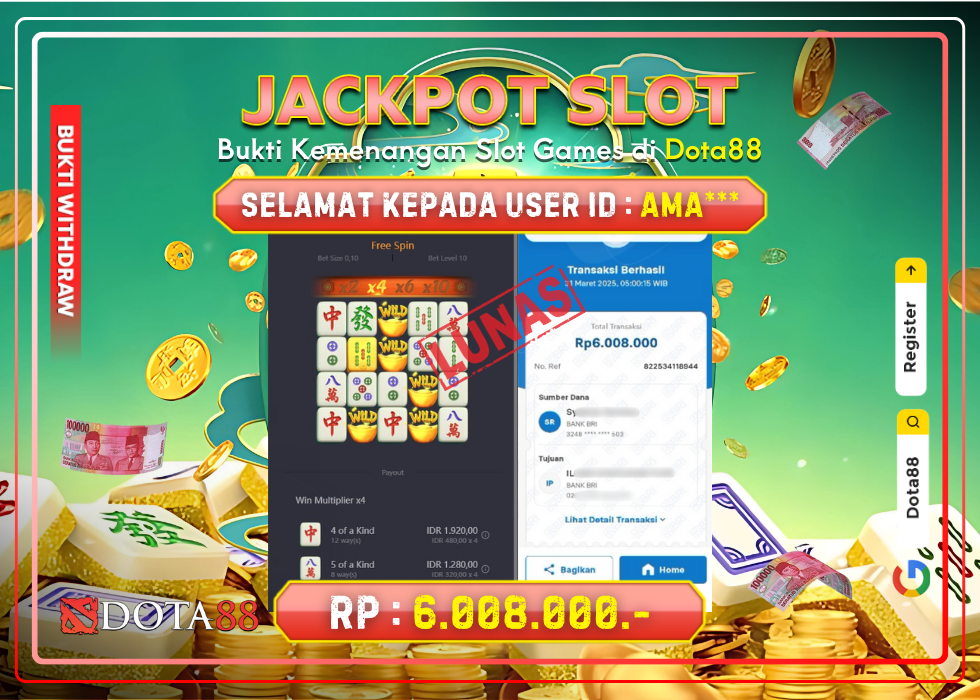 JACKPOT SLOT Mahjong Ways 2 RP.6.008.000,- LUNAS DI DOTA88!