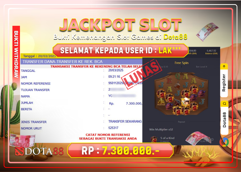 JACKPOT SLOT Wild Bounty Showdown RP.7.300.000,- LUNAS DI DOTA88!