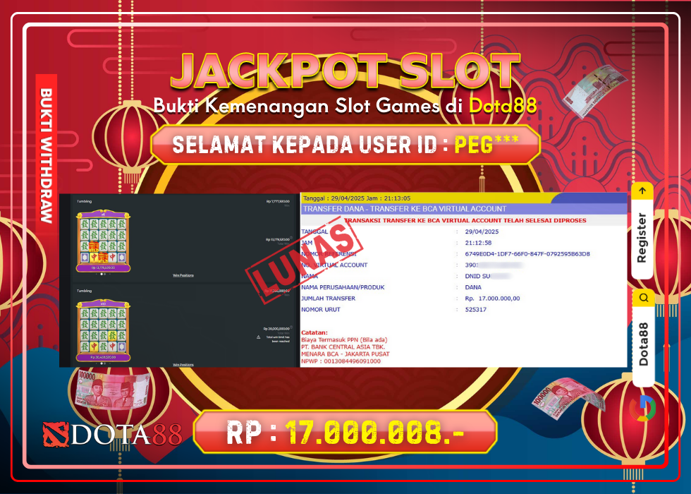 JACKPOT SLOT Mahjong Wins Gong Xi Fa Cai RP.17.000.000,- LUNAS DI DOTA88!
