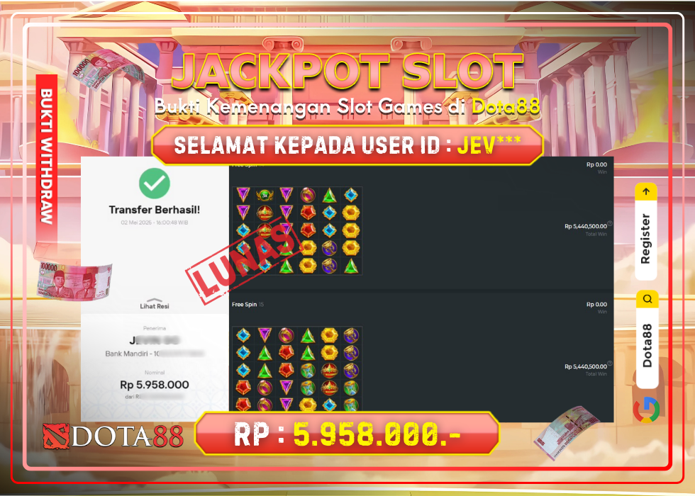 JACKPOT SLOT Gates Of Olympus RP.5.958.000,- LUNAS DI DOTA88!