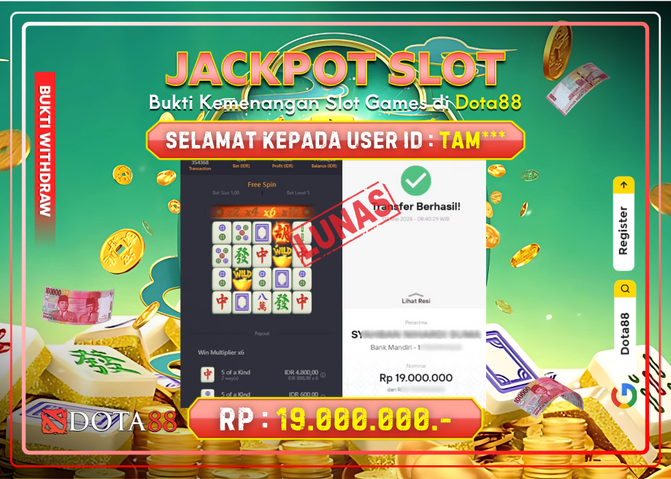 JACKPOT SLOT Mahjong Ways 2 RP.19.000.000,- LUNAS DI DOTA88!