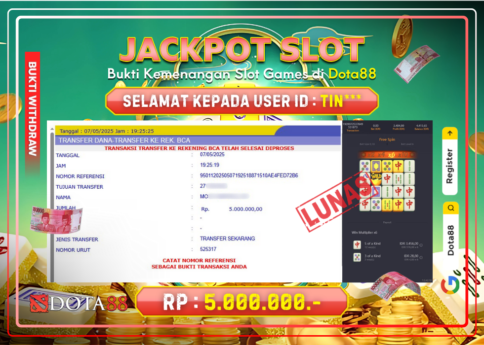 JACKPOT SLOT Mahjong Ways 2 RP.5.000.000,- LUNAS DI DOTA88!
