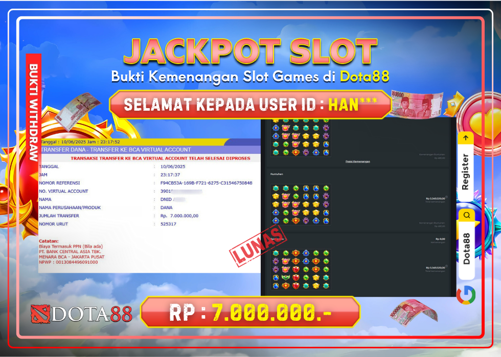 JACKPOT SLOT Starlight Princess RP.7.000.000,- LUNAS DI DOTA88!