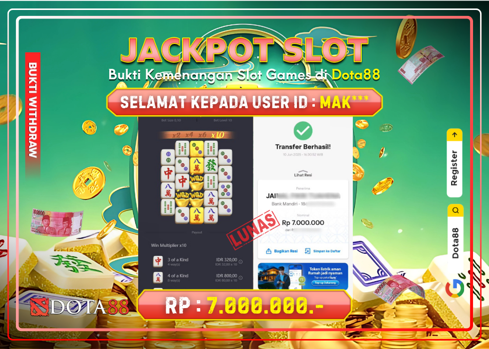 JACKPOT SLOT Mahjong Ways 2 RP.7.000.000,- LUNAS DI DOTA88!