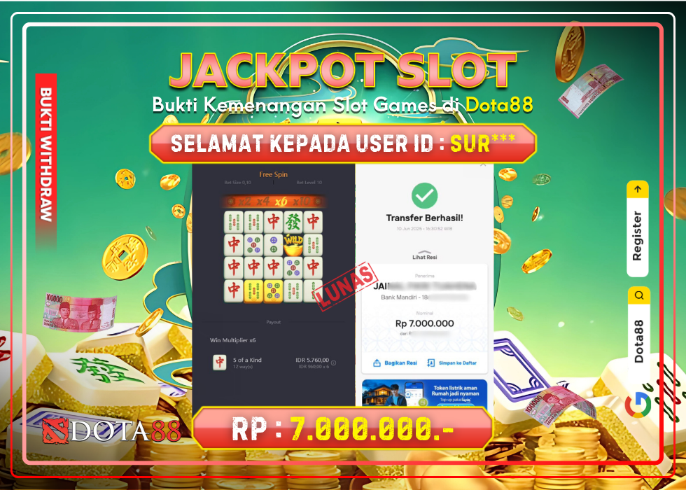 JACKPOT SLOT Mahjong Ways 2 RP.7.000.000,- LUNAS DI DOTA88!
