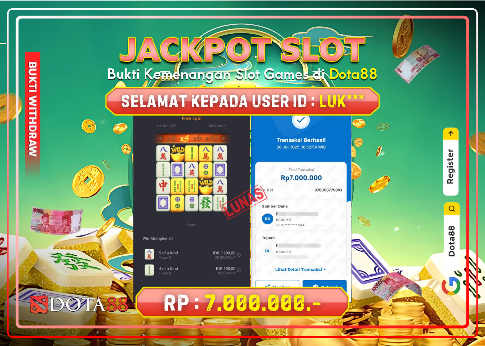 JACKPOT SLOT Mahjong Ways 2 RP.7.000.000,- LUNAS DI DOTA88!