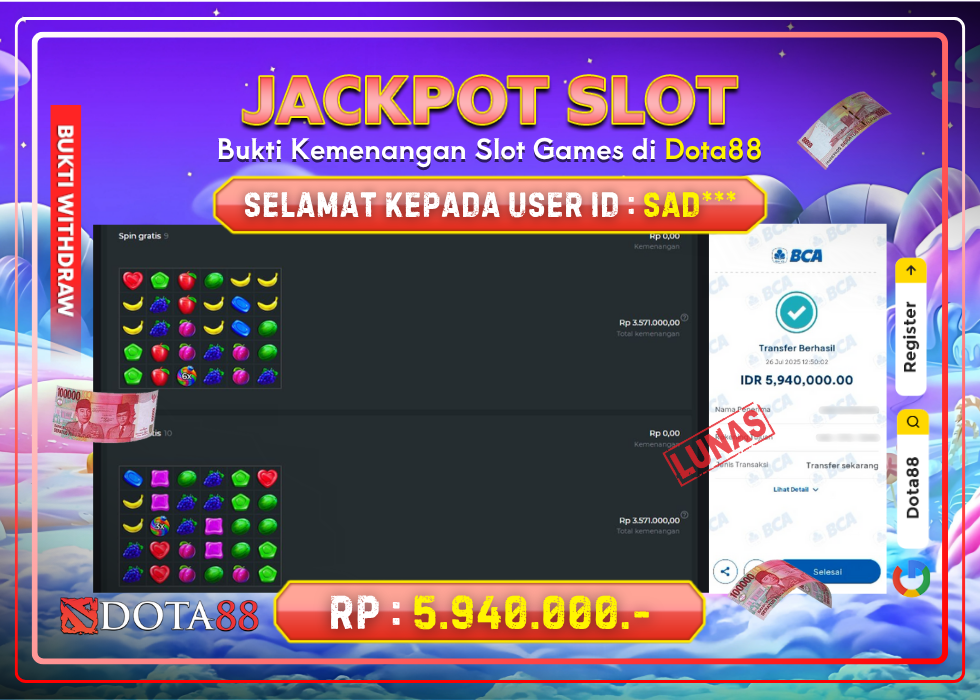 JACKPOT SLOT Sweet Bonanza RP.5.940.000,- LUNAS DI DOTA88!