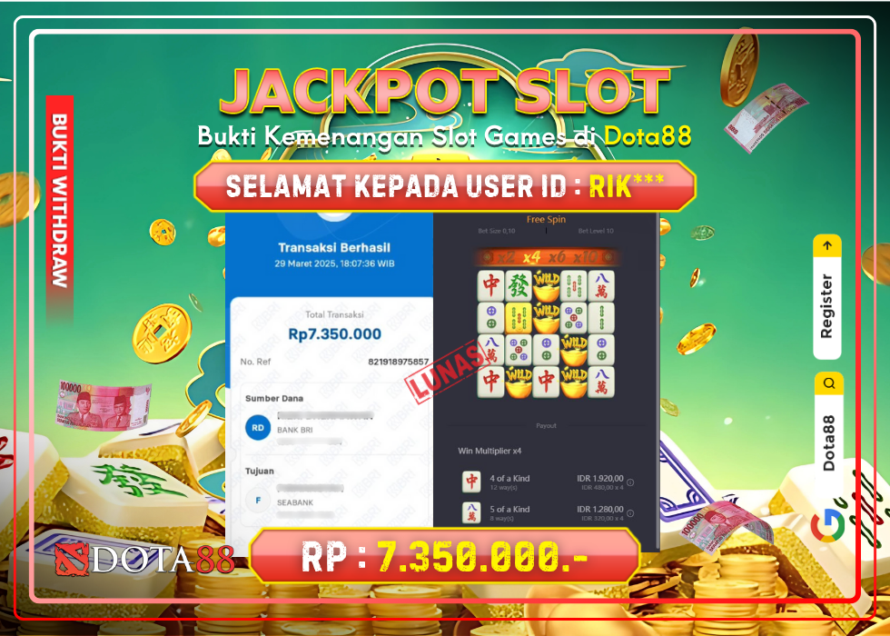 JACKPOT SLOT Mahjong Ways 2 RP.7.350.000,- LUNAS DI DOTA88!