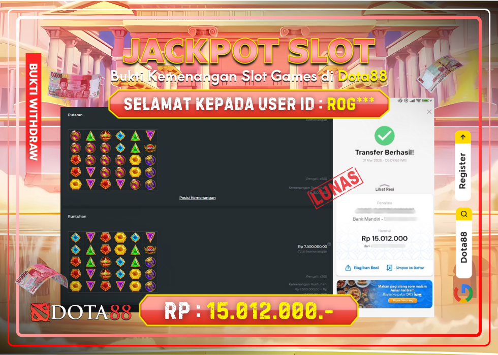 JACKPOT SLOT Gates Of Olympus RP.15.012.000,- LUNAS DI DOTA88!